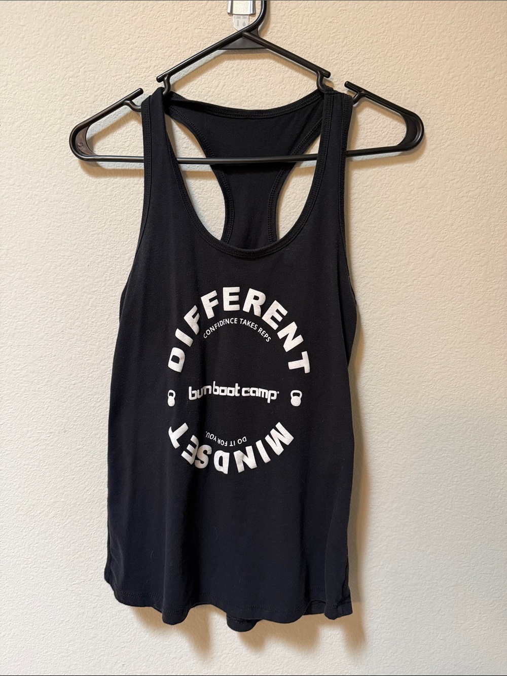 Burn Boot Camp Black Racerback Tank - "Different Mindset" Graphic